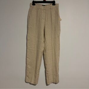 Straight Leg Beige Linen Pants